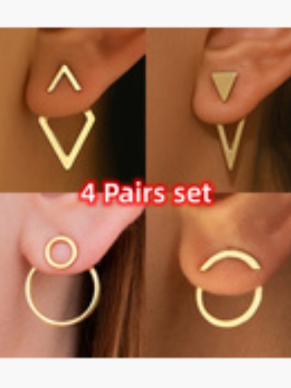 Gold Tone Earring Set - 4 pairs